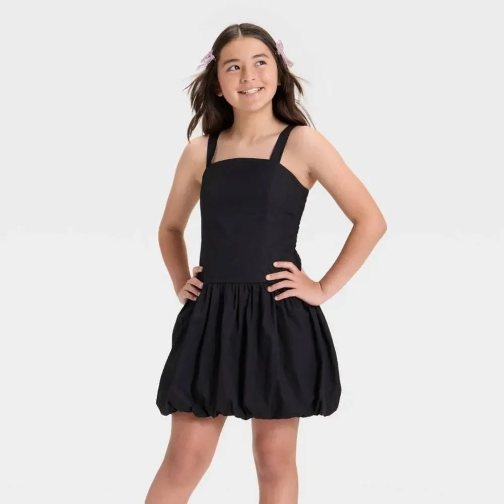 art class Black Bubble Hem Sleeveless Dress